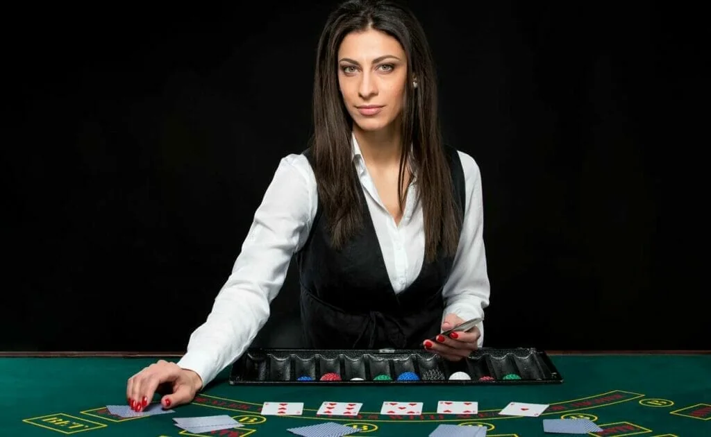 Tampilan meja kasino live dengan dealer di PANEN138